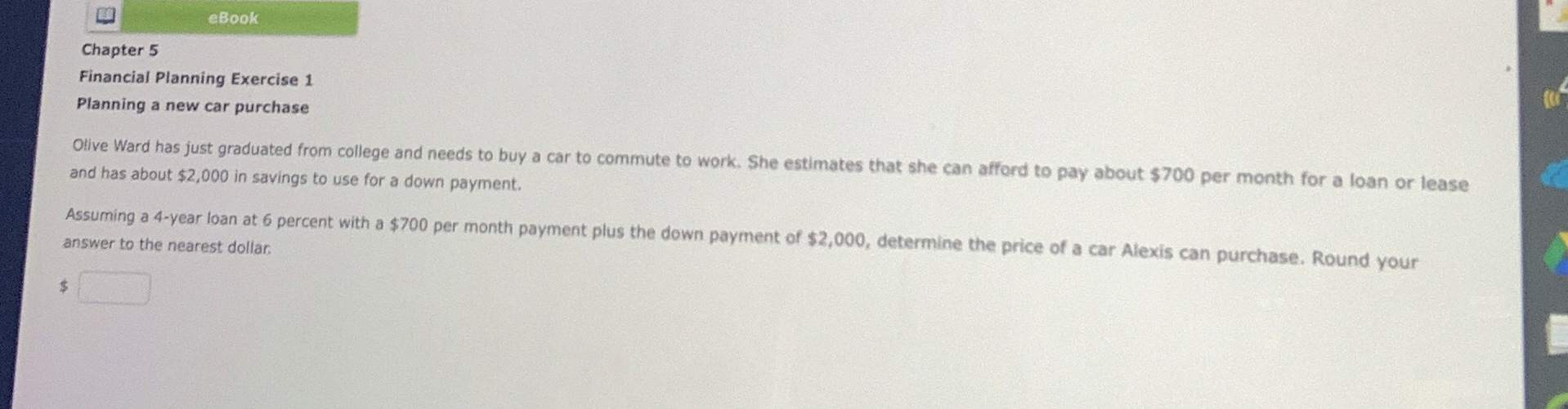 Chapter 5 Financial Planning Exercise 1 Planning a new car purchase