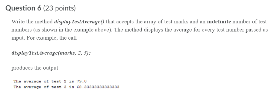 and another (2D) that stores their test marks. Name Test 1 Test