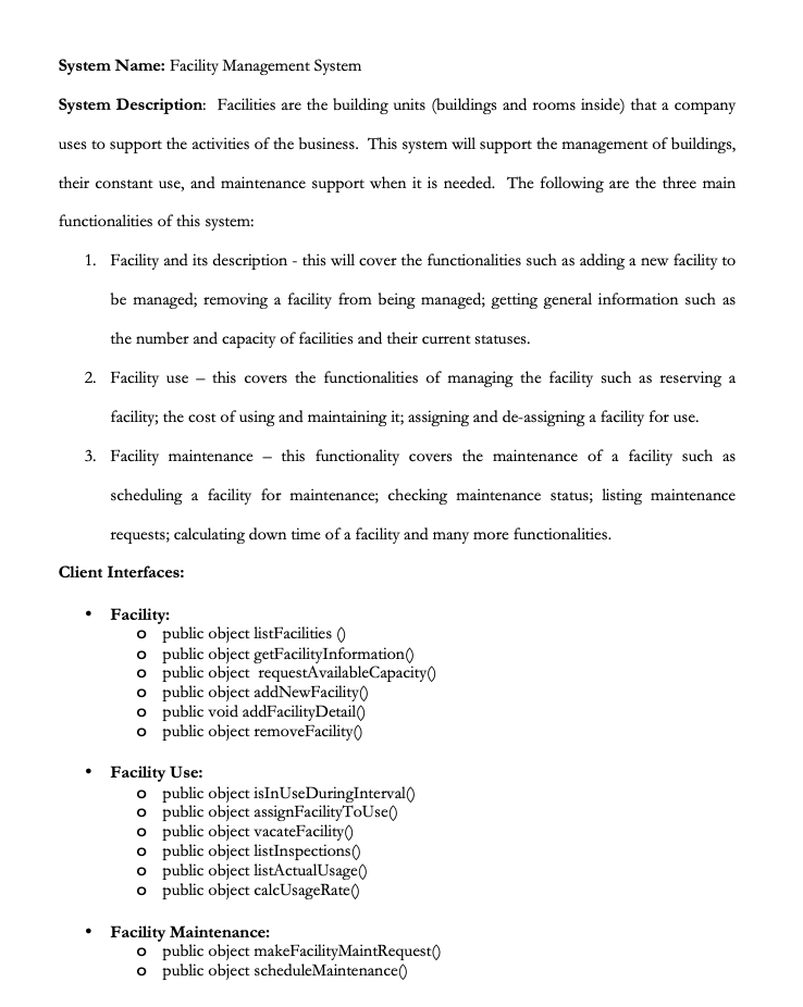  Using the information provided, please come up with a UML Diagram