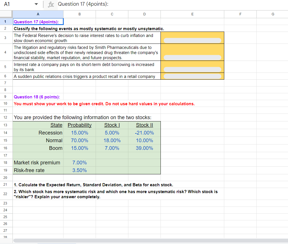 Will give upvote, please help! A1 Question 17 (4points): Question 17 (4points):