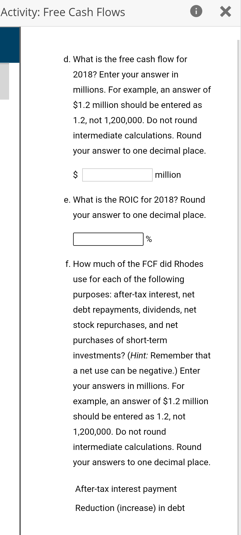 net operating profit after taxes (NOPAT) for 2018? Enter your answer in