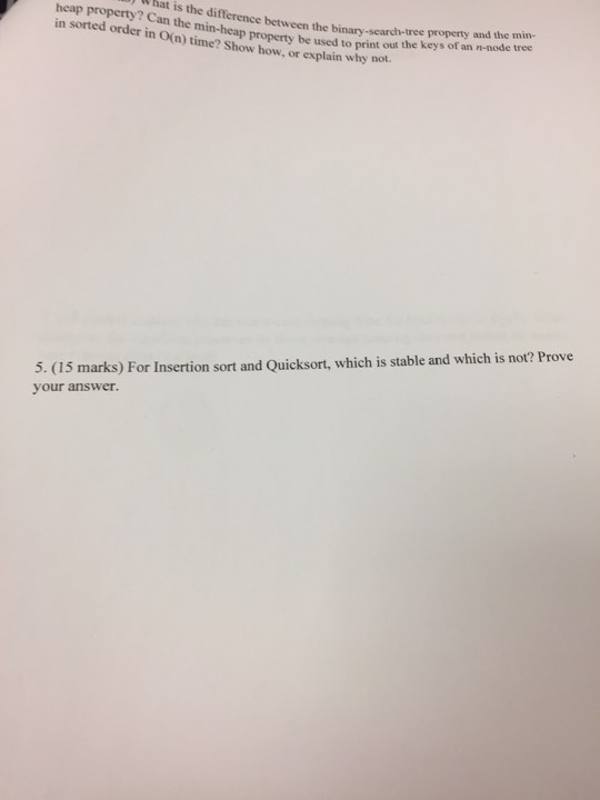 question 5 What is the difference between the binary-search-tree property and the