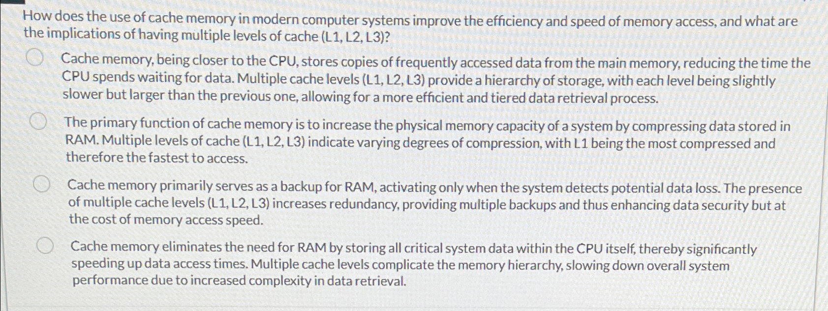  How does the use of cache memory in modern computer systems