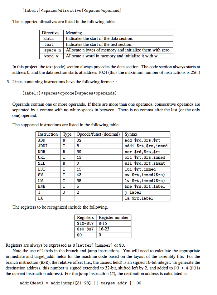 a single C file called proj1.c, which takes as input (from standard