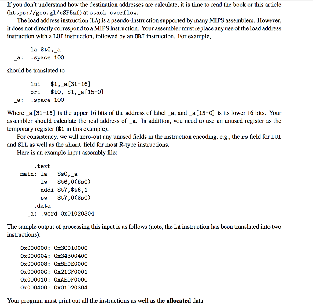 input) a small simplified MIPS assembly program and prints to the standard