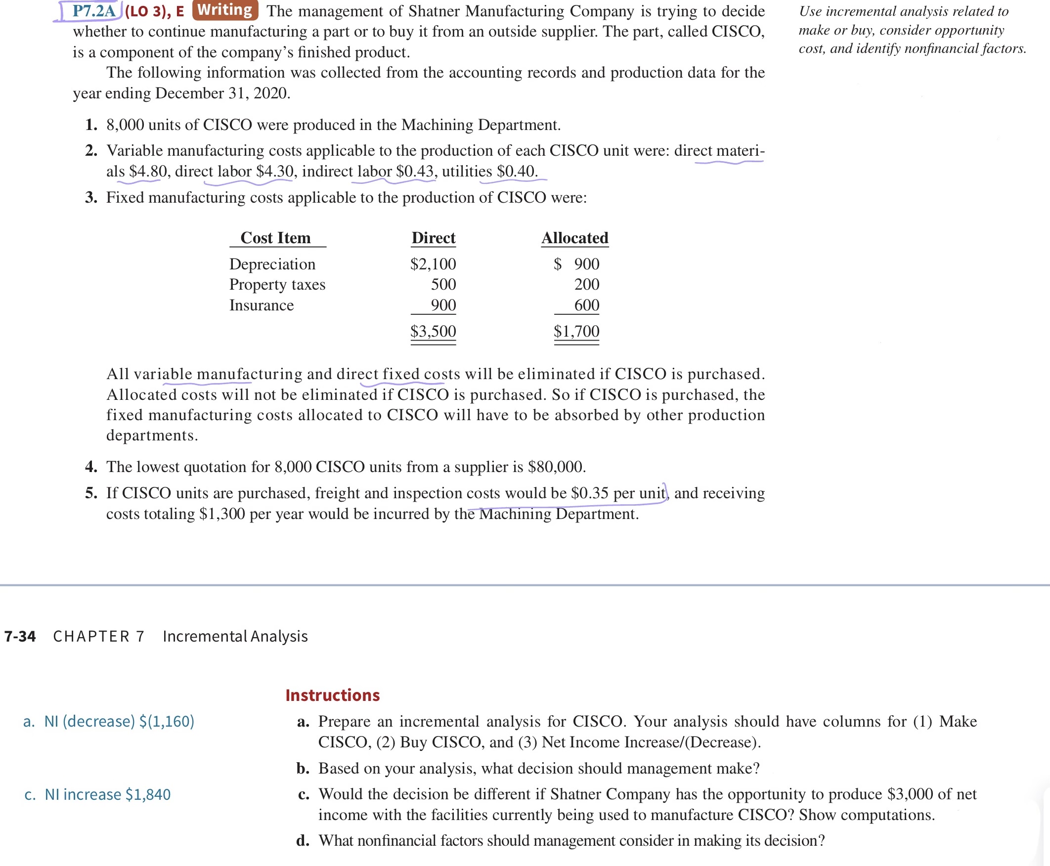  P7.2A (LO 3), E Writing The management of Shatner Manufacturing Company
