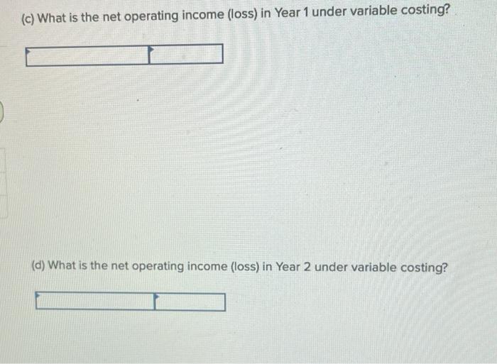 produced: Direct materials Direct labor Variable manufacturing overhead Fixed manufacturing overhead per