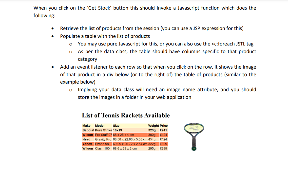Call a servlet which creates a list of 5 objects of a
