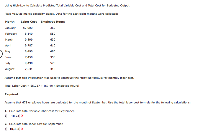 Using High-Low to Calculate Predicted Total Variable Cost and Total Cost