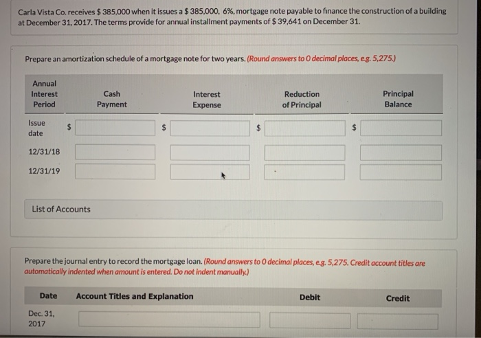  arla Vista Co. receives $ 385,000 when it issues a $