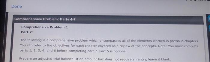  Comprehensive Problem 1 Part 7: The following is a comprehensive problem