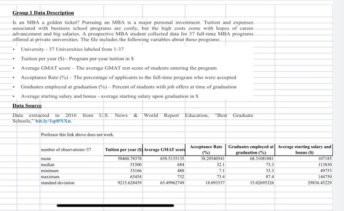 deviation, etc. for each numerical variable? What is the number of observations