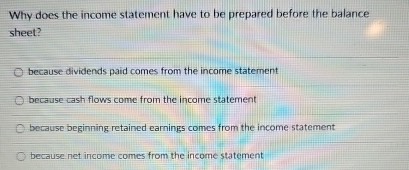  Why does the income statement have to be prepared before the
