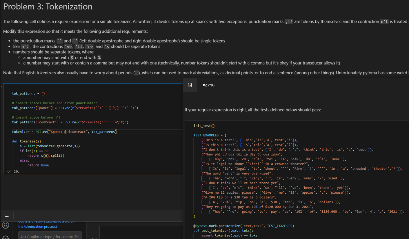  Problem 3: TokenizationIf your regular expression is right, all the tests