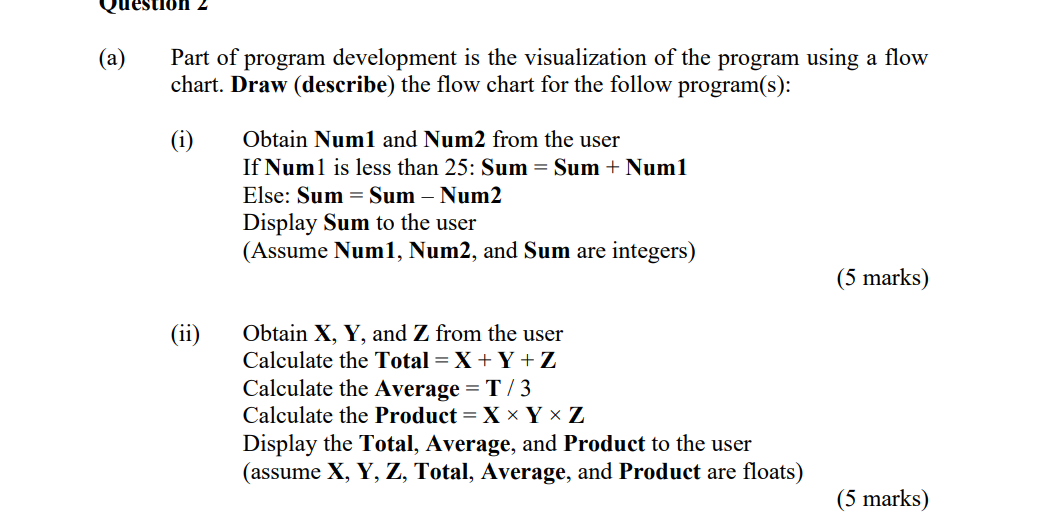please typing (a) Part of program development is the visualization of the