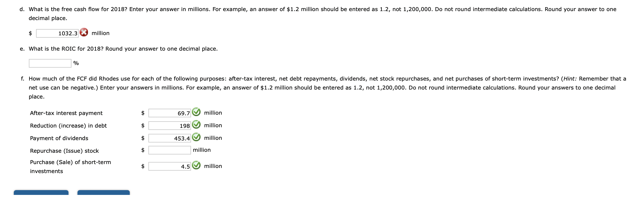  decimal place. $ million e. What is the ROIC for 2018?