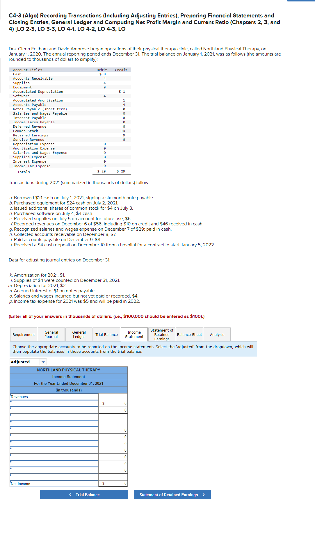  can you please provide the general journal general ledger trial balance