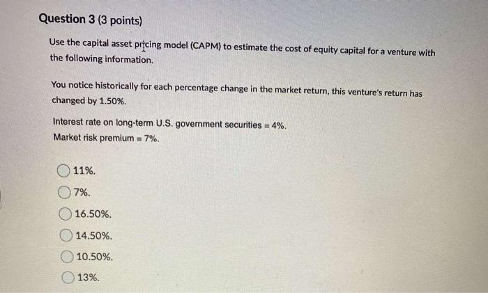 answer asap plz Use the capital asset pricing model (CAPM) to estimate