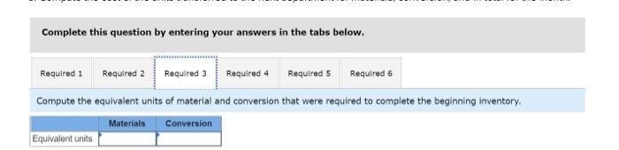 company's processing departments 350 Units in beginning Inventory Units started into production