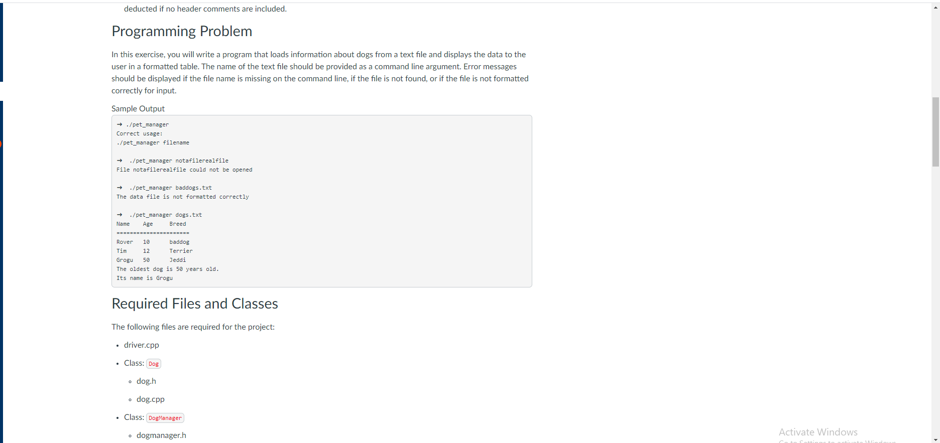  deducted if no header comments are included. Programming Problem In this