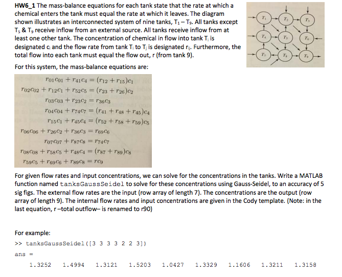 THIS IS MATLAB CODING... The mass-balance equations for each tank state