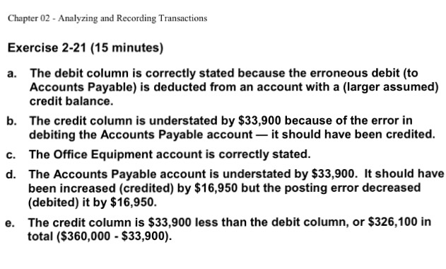 Recording Transactions You are told the column totals in a trial balance
