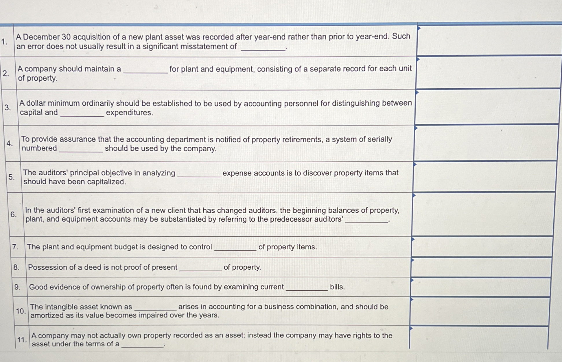  Select the necessary words to complete the statements. 