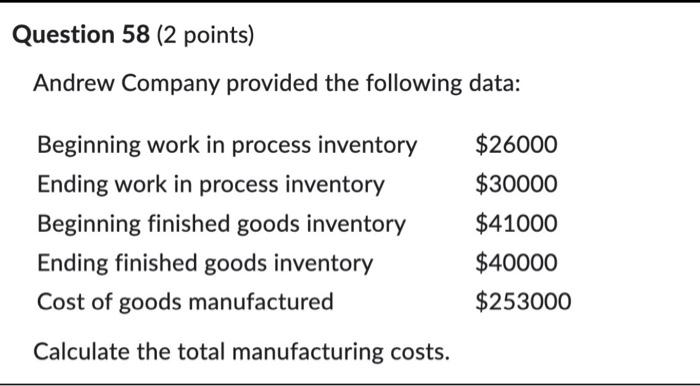  Andrew Company provided the following data