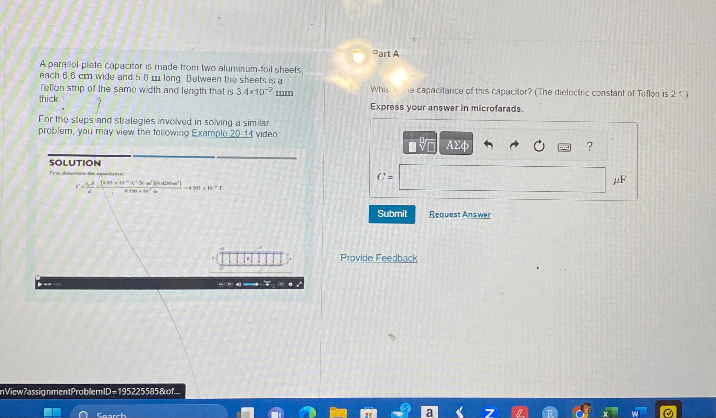 Part A A parallel-plate capacitor is made from two aluminum-foil sheets,