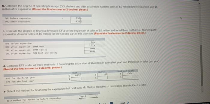 year Phelps Canning Company is considering an expansion of its facilities. Its