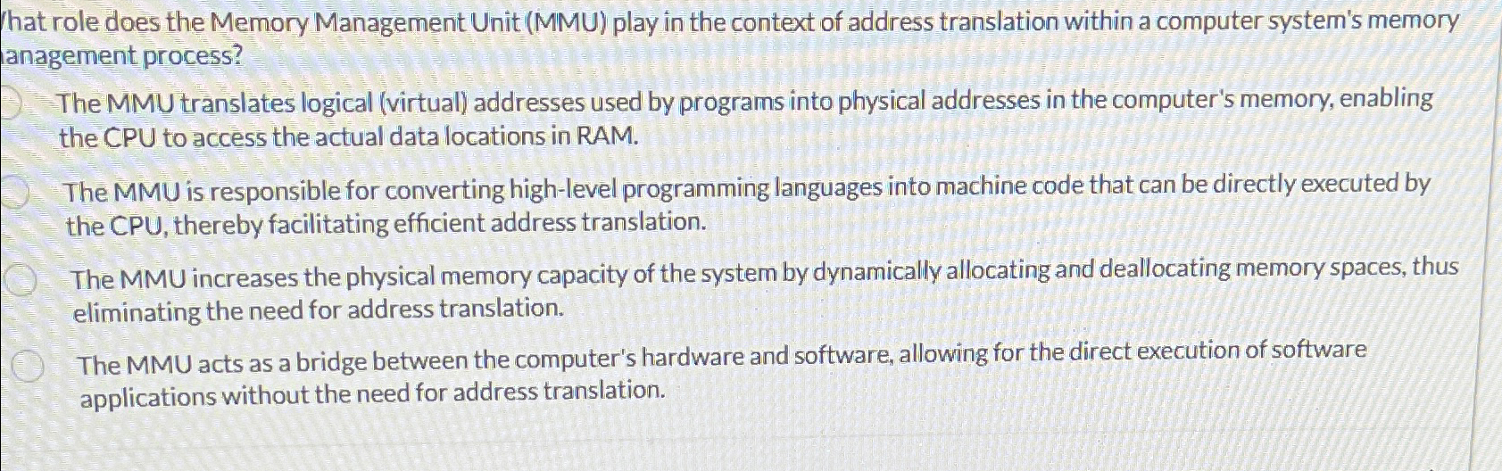  hat role does the Memory Management Unit (MMU) play in the