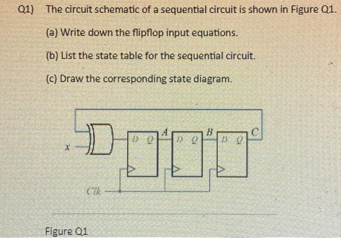 Please solve this digital logic design Q1) The circuit schematic of a