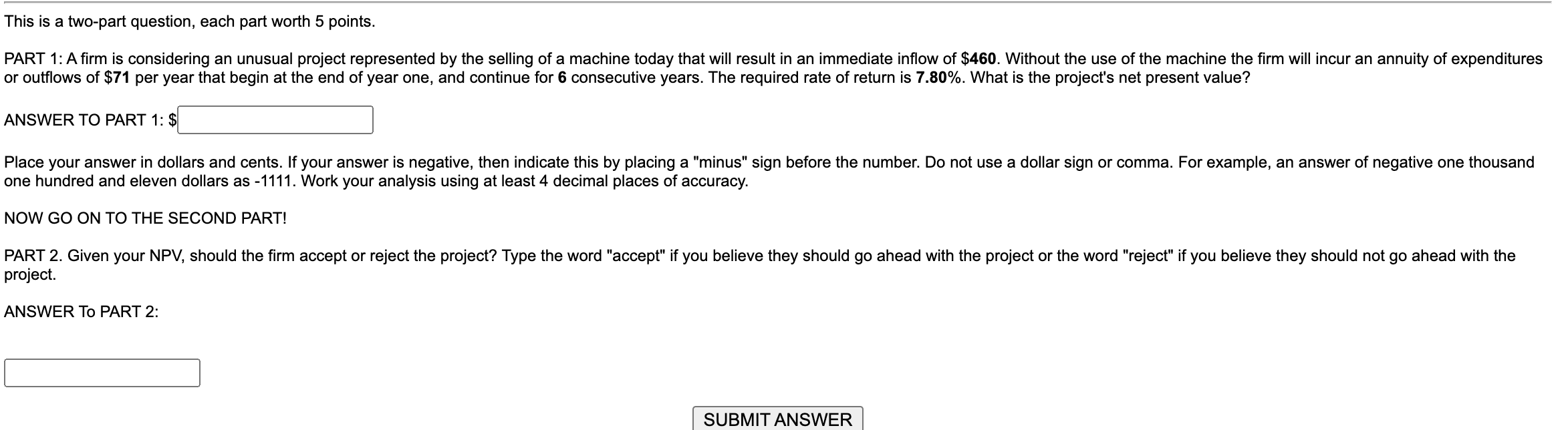  This is a two-part question, each part worth 5 points. PART