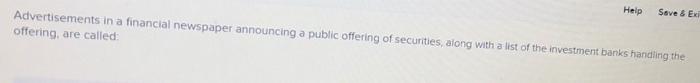  Help Save & Ex Advertisements in a financial newspaper announcing a