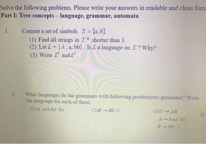  Solve the following problems. Please write your answers in readable and