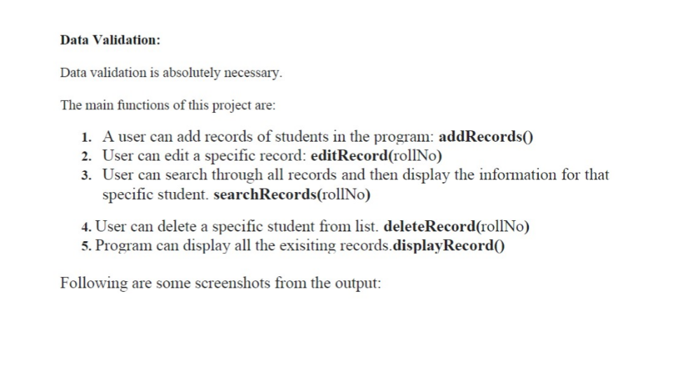 This is student record and management system project Subject (Object oriented software