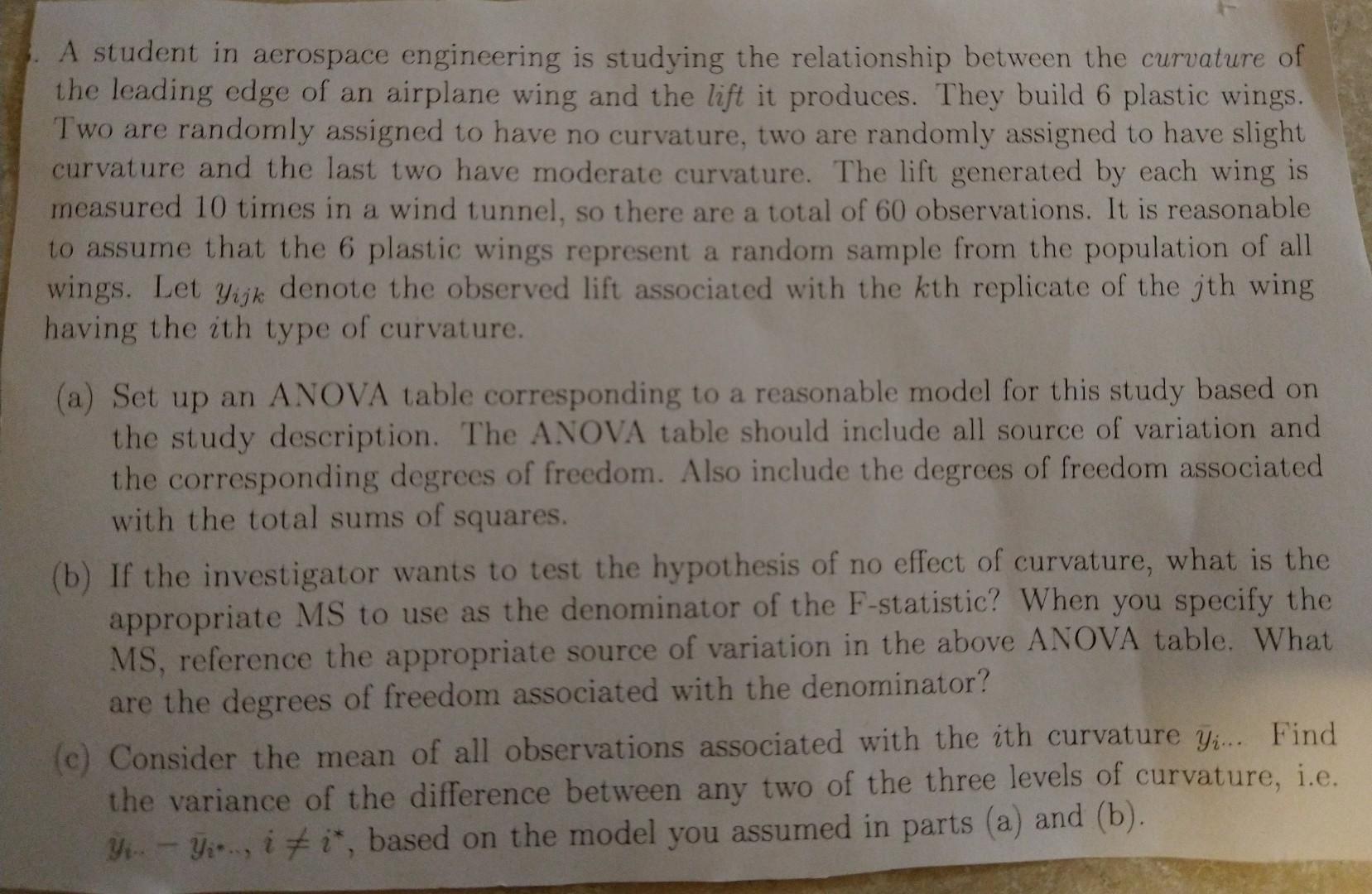  A student in aerospace engineering is studying the relationship between the