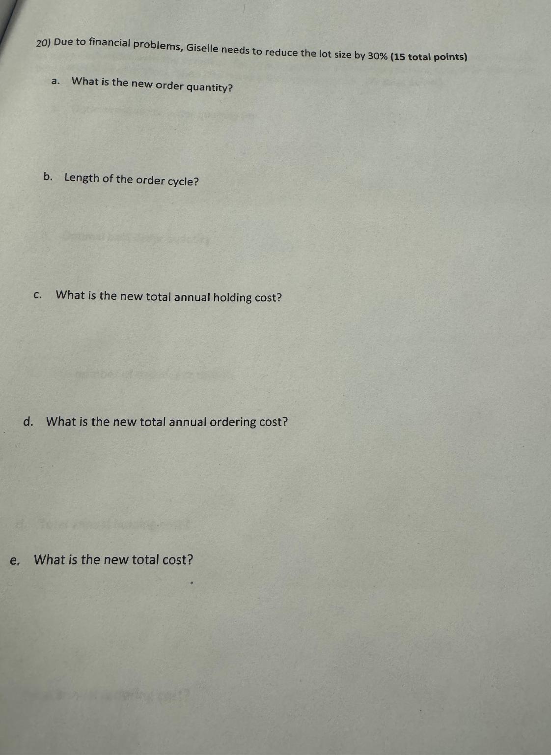  Quantitative (3 points each part): As on previous quiz, you must