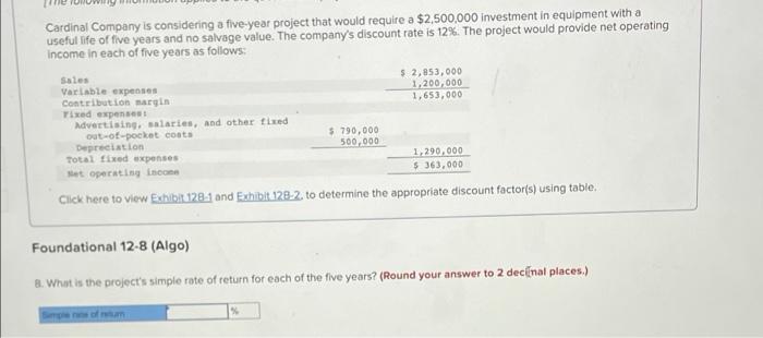 a $2,500,000 investment in equipment with a useful life of five years