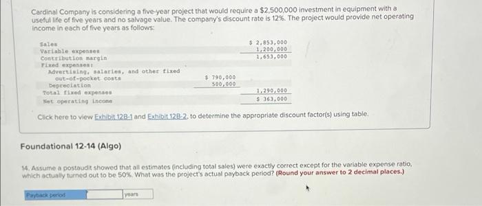 would provide net operating income in each of five years as follows: