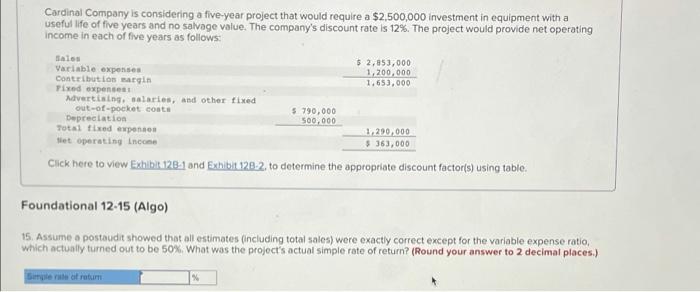 Sales Variable expenses Contribution margin $ 2,853,000 1,200,000 1,653,000 Fixed expenses Advertising,