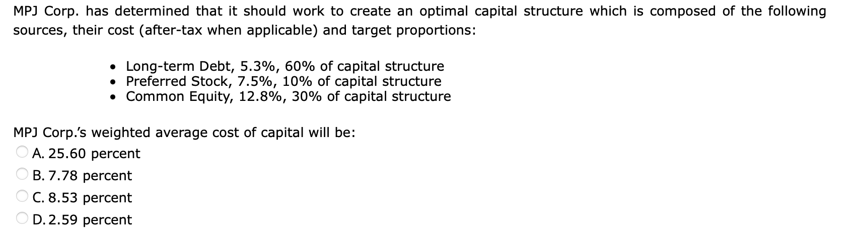 MPJ Corp. has determined that it should work to create an