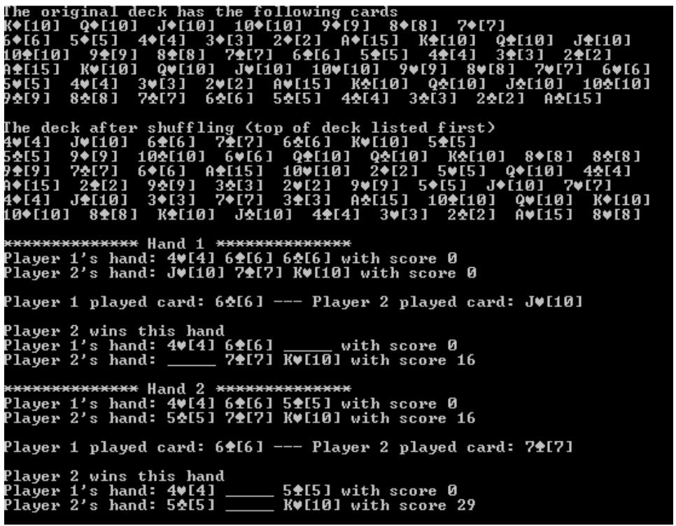 Writ a C++ program to simulat a simpl card gam btwn two