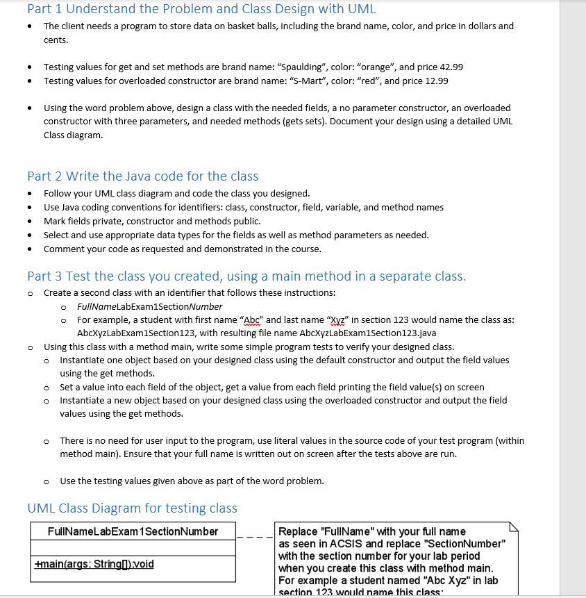 Part 1 Understand the Problem and Class Design with UML The