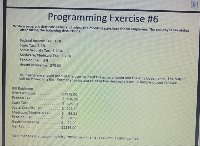  c++ Programming Exercise #6 Write a program that calculates and prints