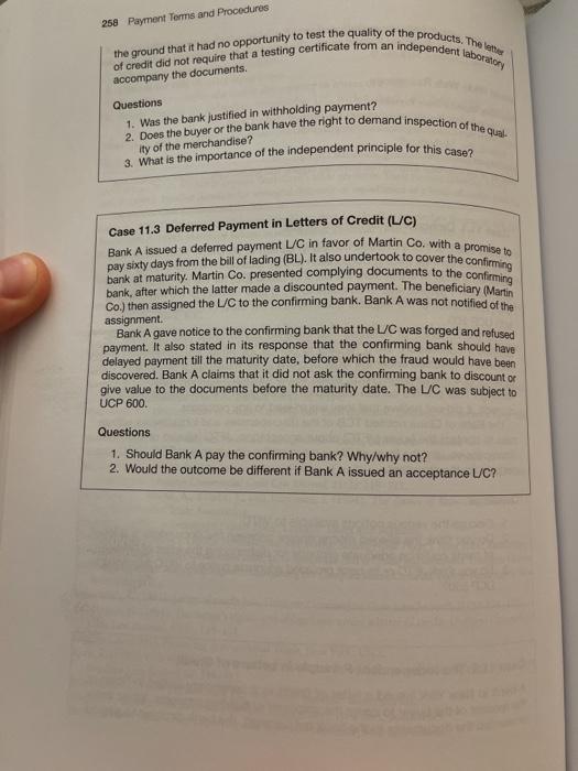  258 Payment Terms and Procedures the ground that it had no