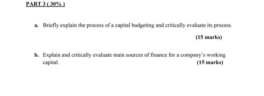 answer for this two questions PART 3 ( 30% ) a.