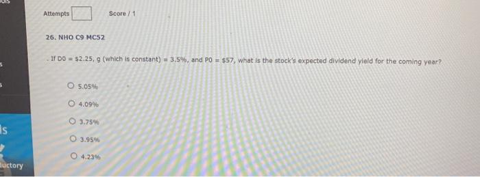  US Attempts Score/1 26. NHO C9 MC52 If DO = $2.25,