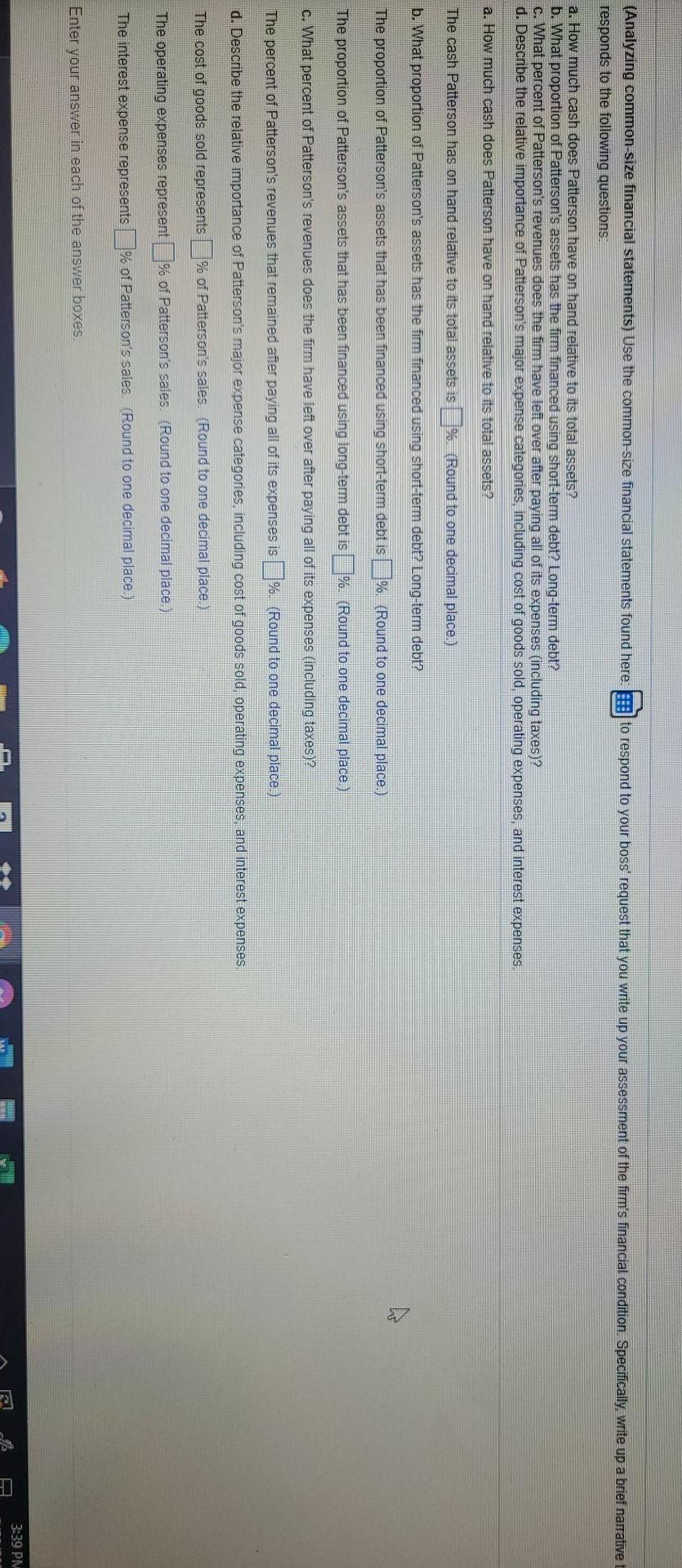 of the firm's financial condition. Specifically, write up a brief narrative tha