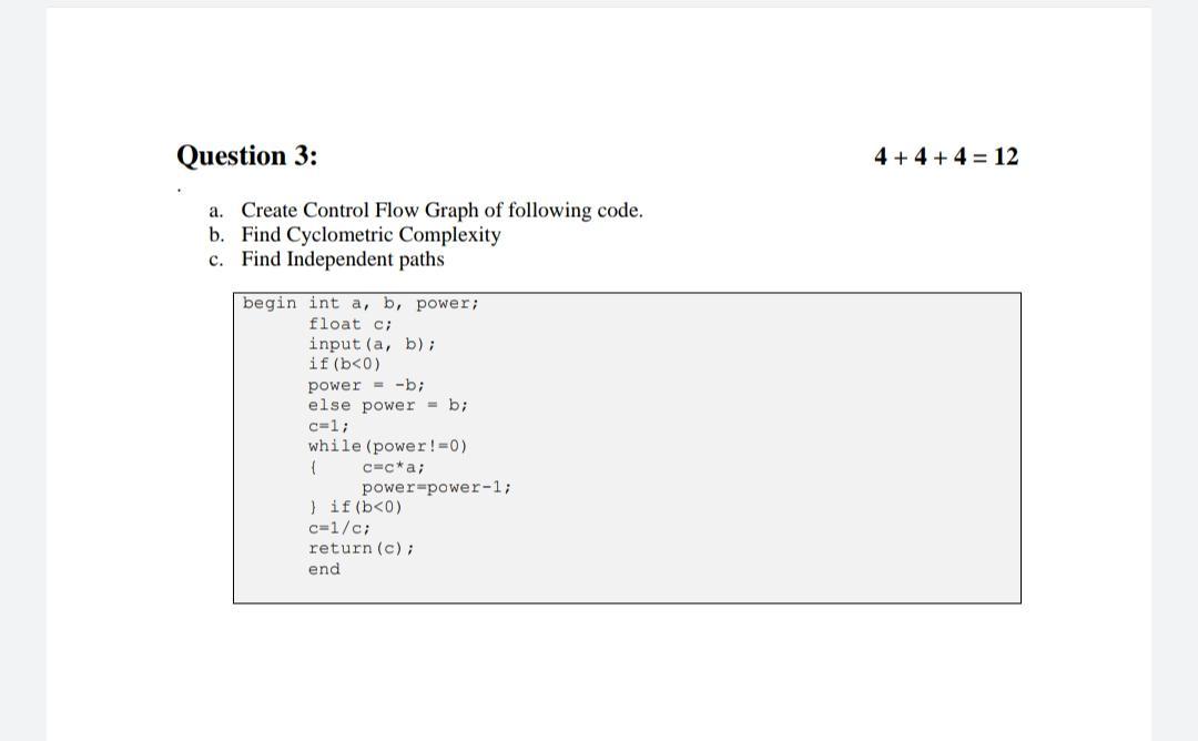 Question 3: 4 + 4 + 4 = 12 a. Create
